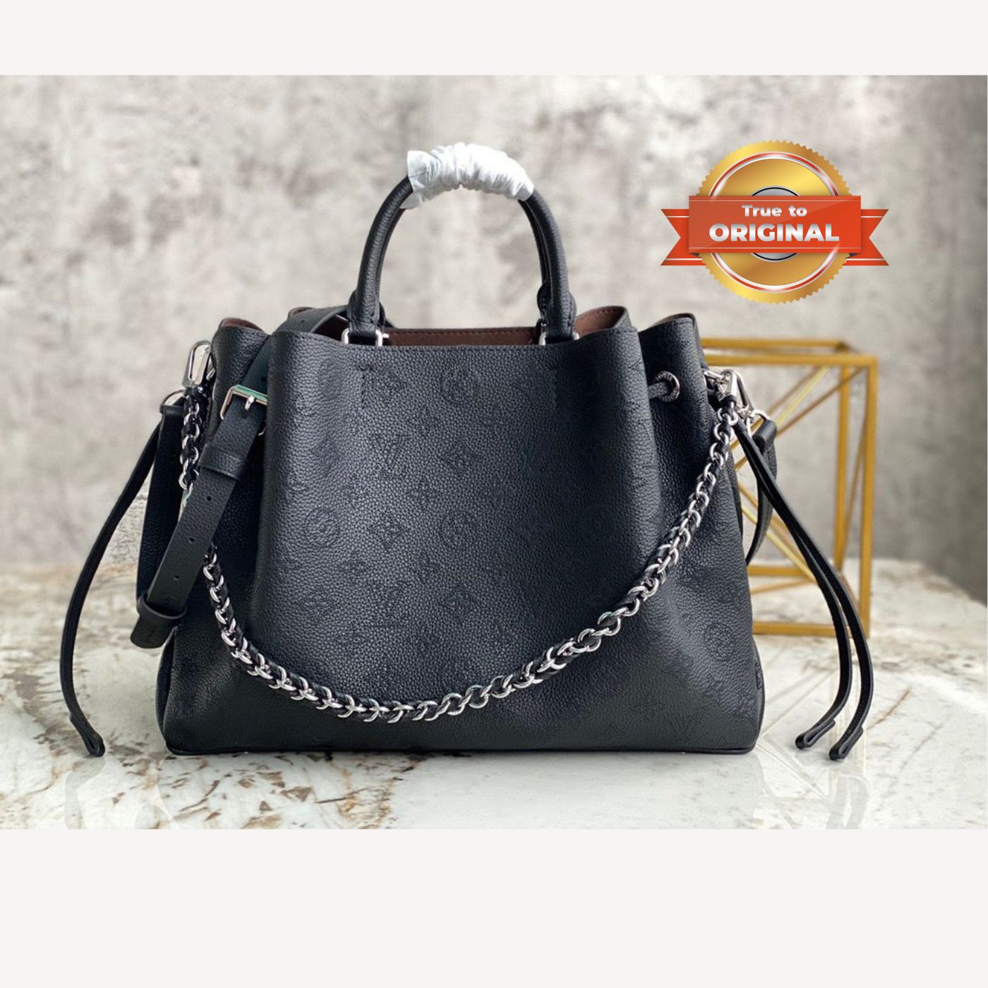 [True-to-ORIGINAL] Louis Vuitton Bella Tote Mahina Black For Women 12.6in/32cm